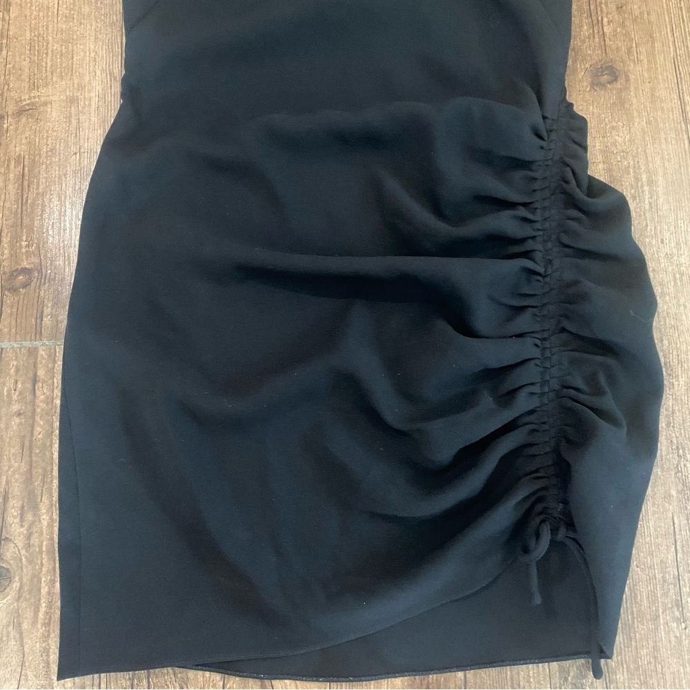 ZARA Black Ruched mini DRESS Small - Picture 2 of 6